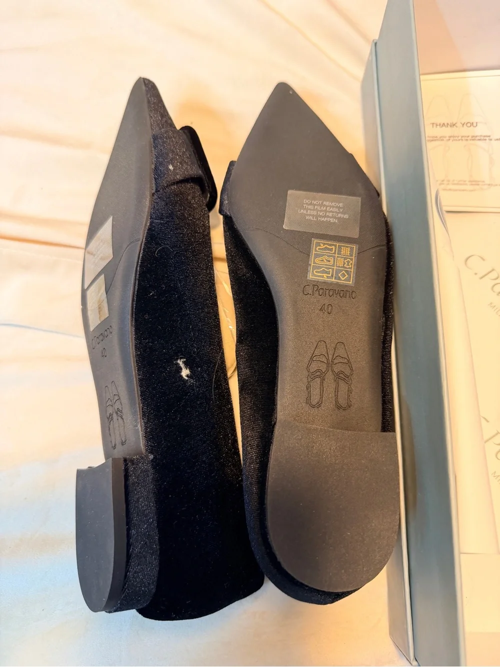 C.Paravano Velvet Flats